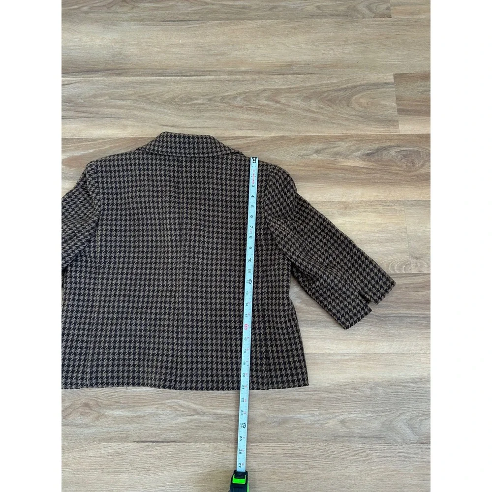 Ralph Lauren Wool blend houndstooth brown 3 button blazer professional office 16